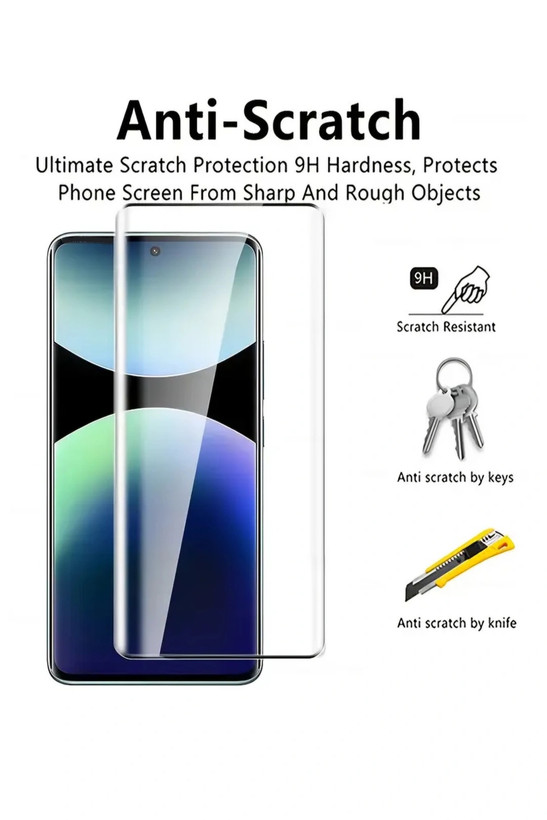 محافظ صفحه نمایش شیشه Redmi Note 14 Pro Plus خمیده فول چسب گلس شیائومی ردمی نوت ۱۴ پرو پلاس