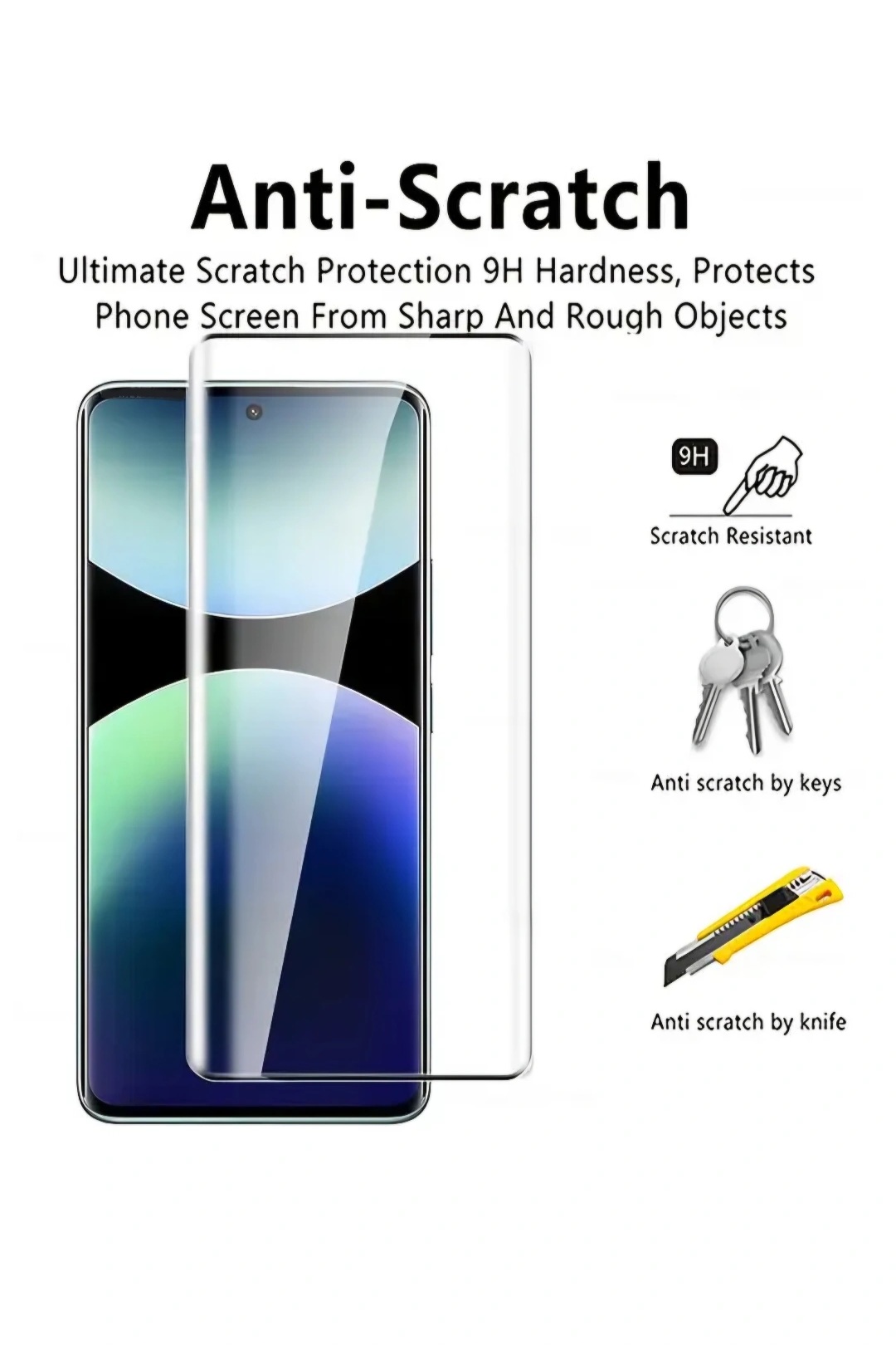 محافظ صفحه نمایش شیشه Redmi Note 14 Pro 4G خمیده فول چسب گلس شیائومی ردمی نوت ۱۴ پرو ۴جی